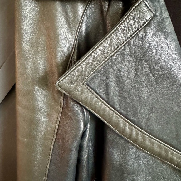 L.A.M.B. Black Leather Wool Lined Biker Jacket with Gunmetal Detail - Picture 11 of 14